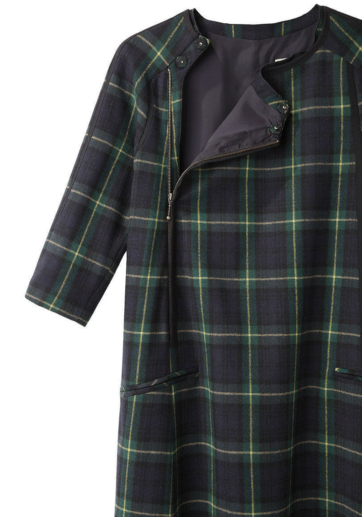 Raglan Sleeve Plaid Dress