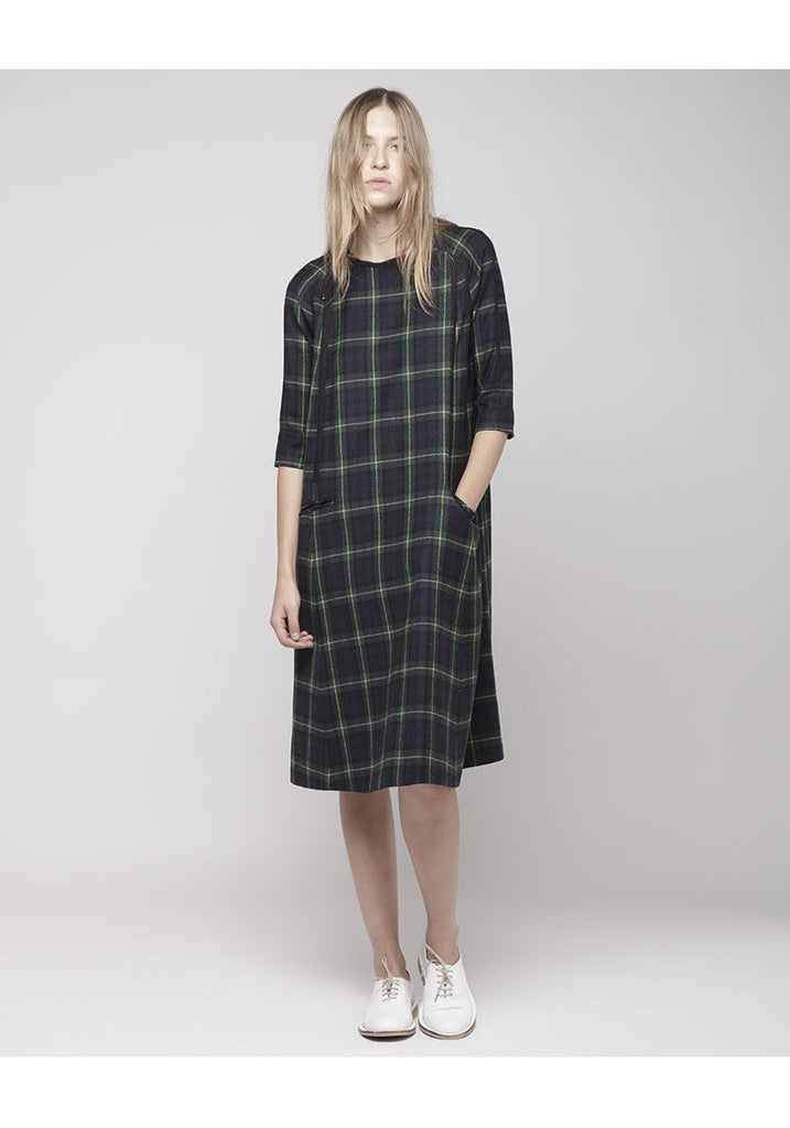 Raglan Sleeve Plaid Dress