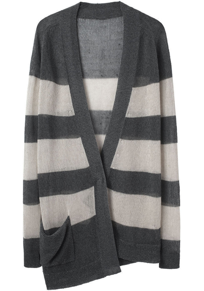 Striped Asymmetric Cardigan