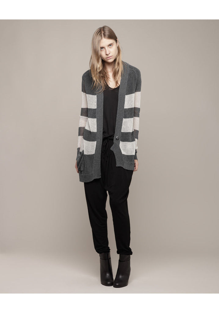 Striped Asymmetric Cardigan