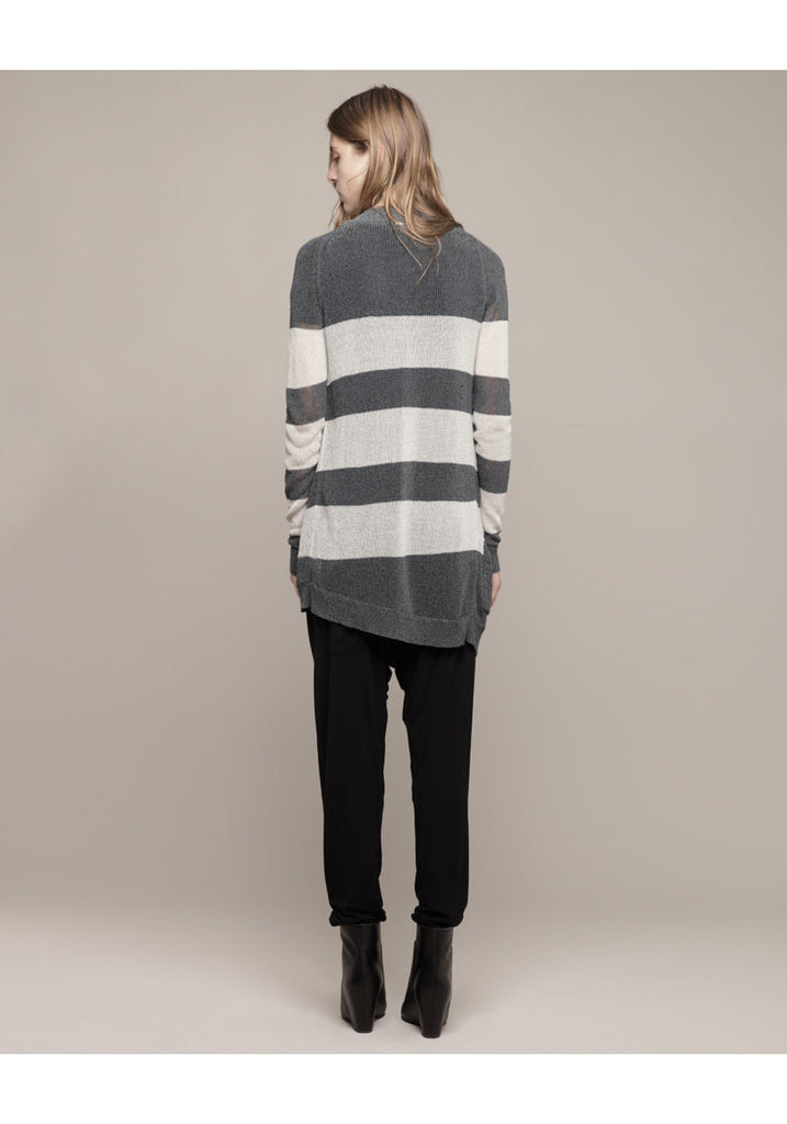 Striped Asymmetric Cardigan