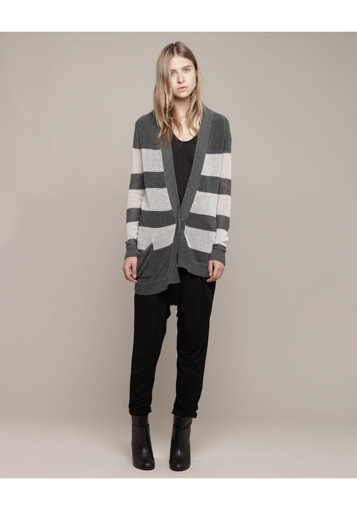 Striped Asymmetric Cardigan
