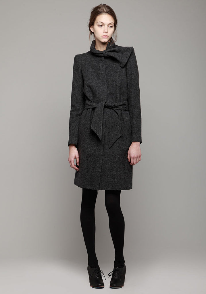 Draped Scarf Collar Coat