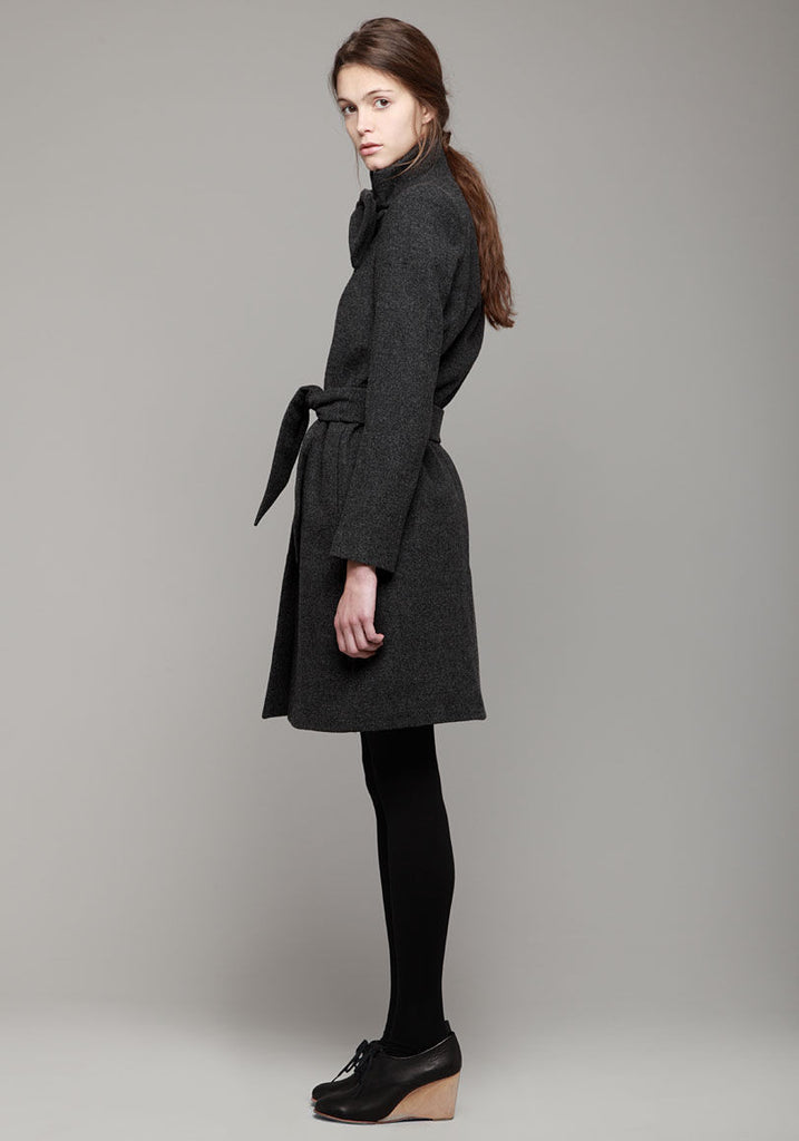 Draped Scarf Collar Coat