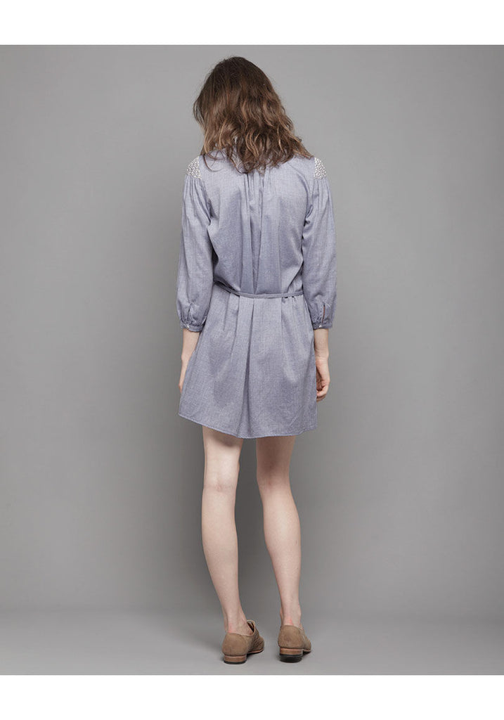 Embroidered Chevron Shirtdress