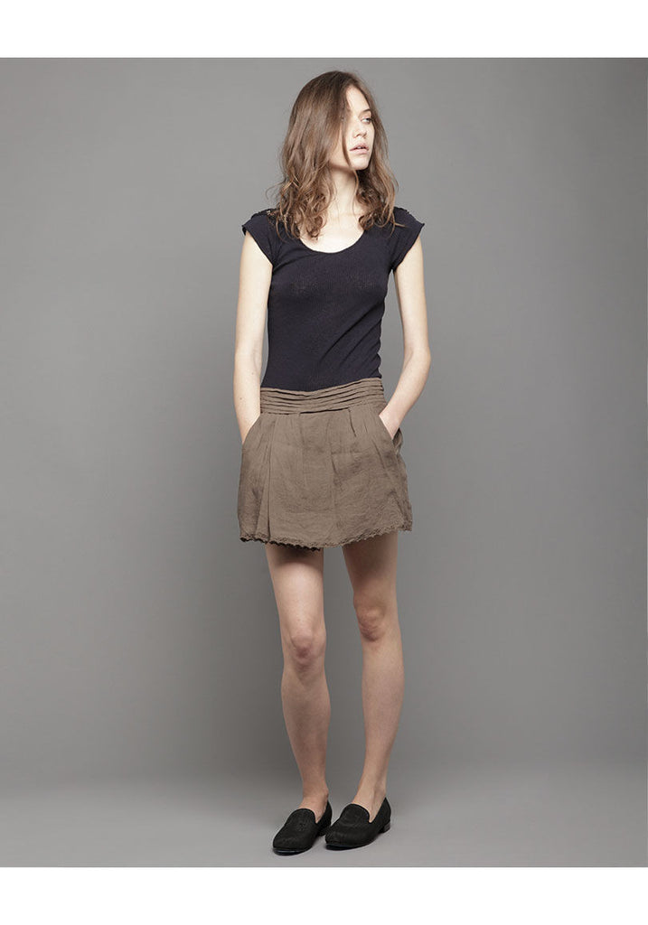 Embroidered Linen Skirt