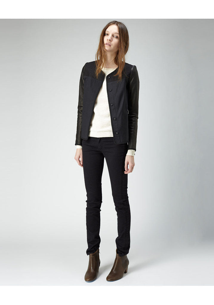 Leather Sleeve Jacket