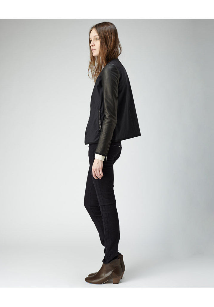 Leather Sleeve Jacket