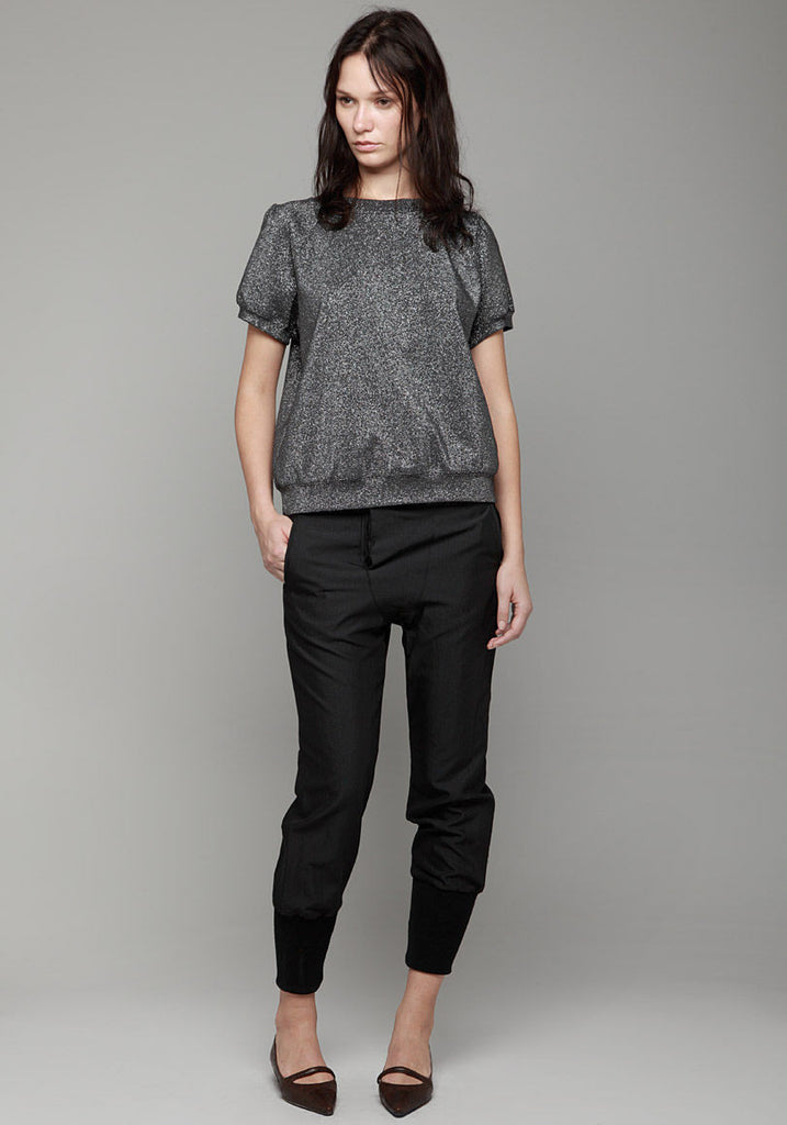 Short-Sleeved Lurex Pullover