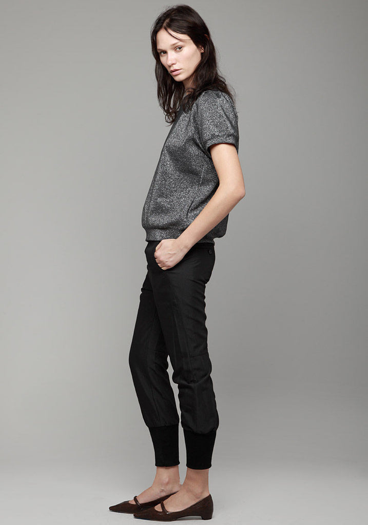 Short-Sleeved Lurex Pullover