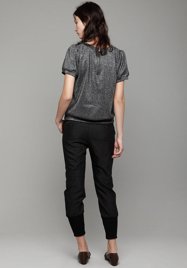 Short-Sleeved Lurex Pullover