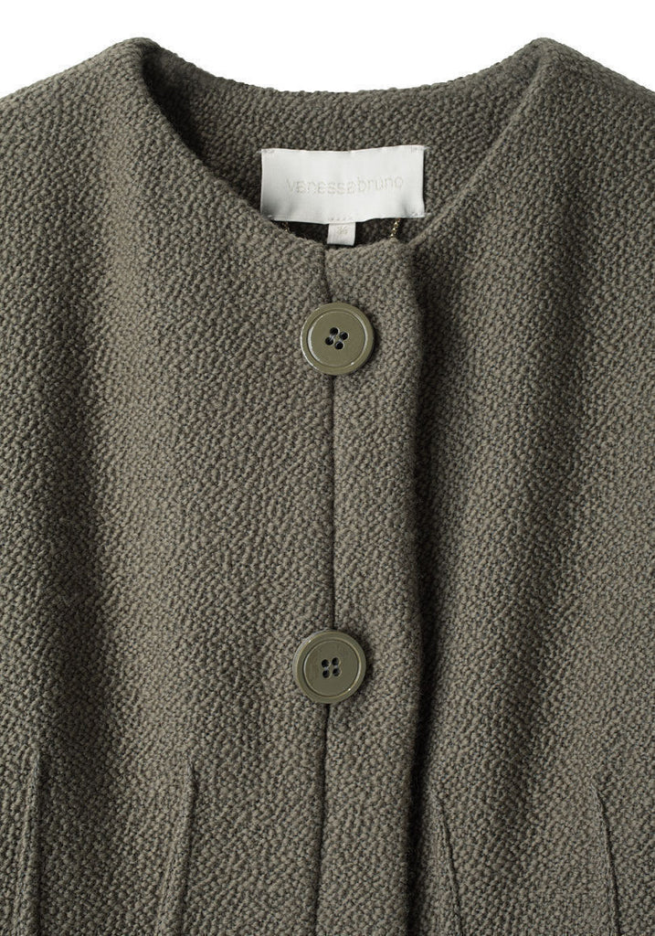 Boucl‚ Coat w/ Shaped Waist