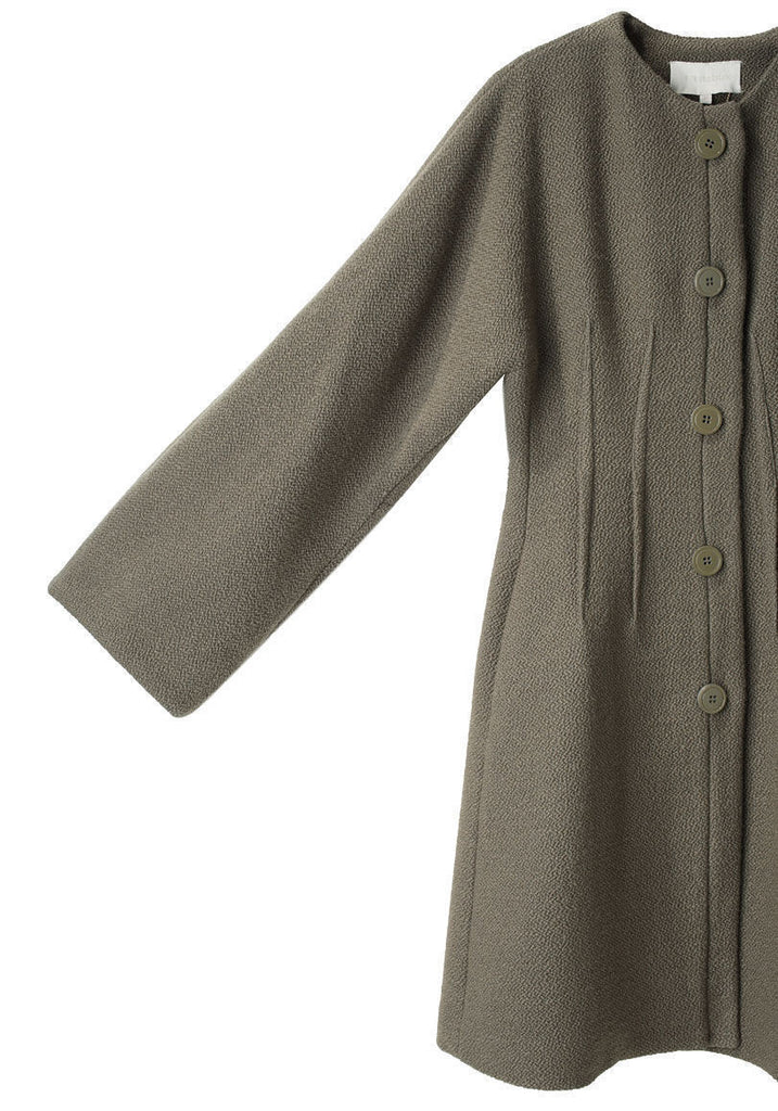 Boucl‚ Coat w/ Shaped Waist