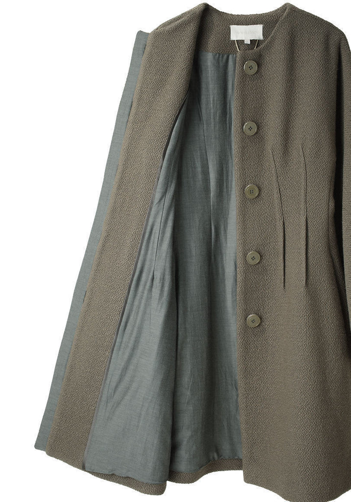 Boucl‚ Coat w/ Shaped Waist