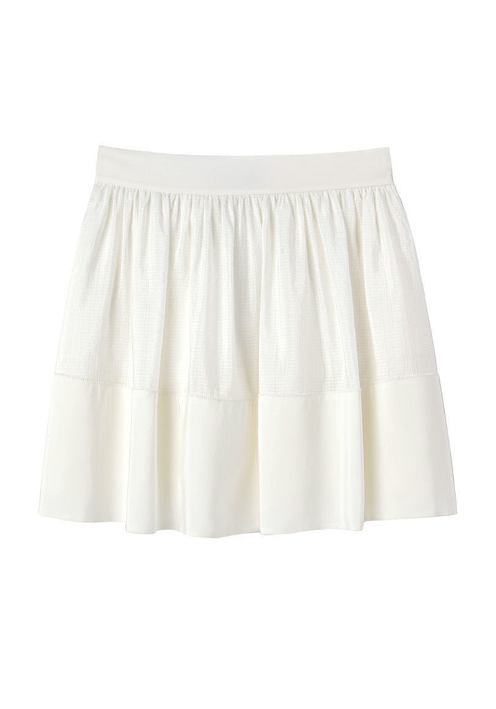 Check Print Silk Skirt