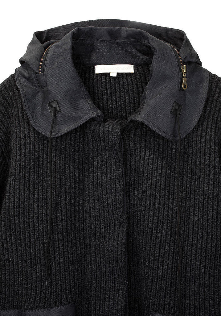 Chunky Rib Cardigan w/ Hood