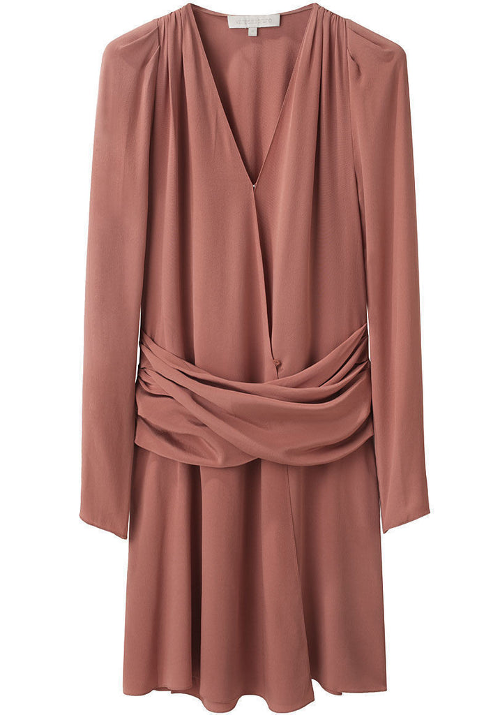 Draped Waist Silk Dress