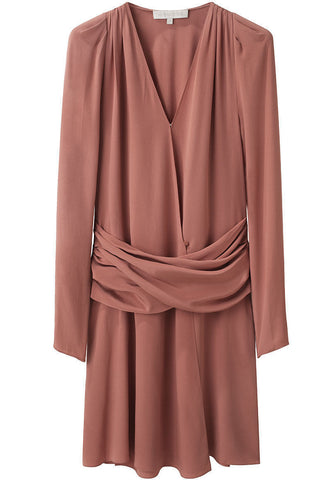 Draped Waist Silk Dress