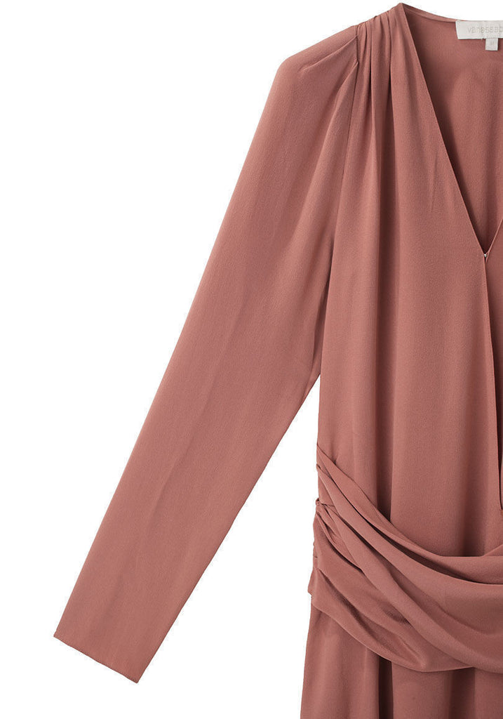 Draped Waist Silk Dress