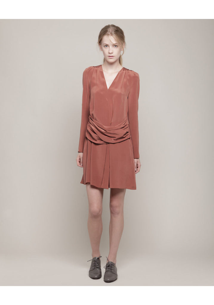 Draped Waist Silk Dress