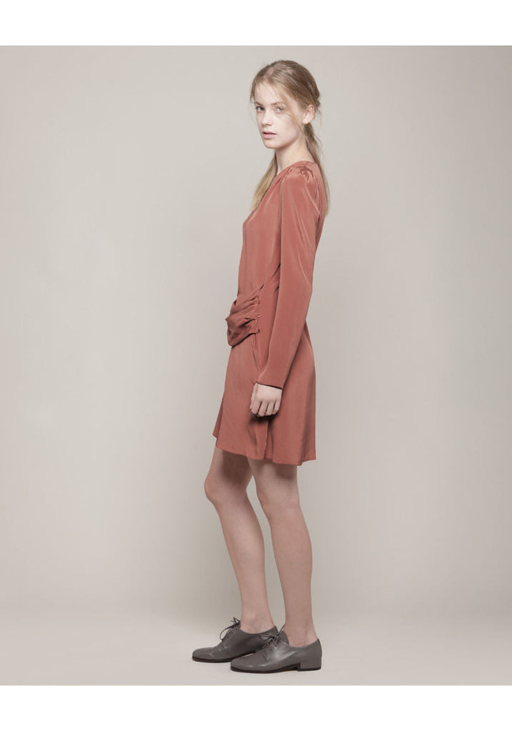 Draped Waist Silk Dress