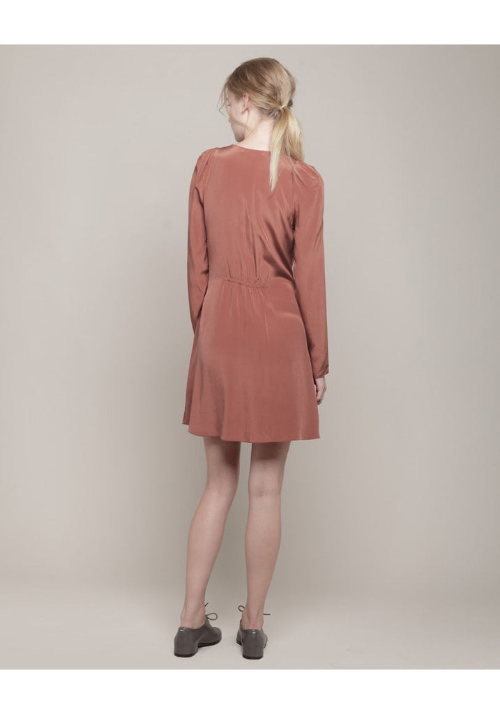 Draped Waist Silk Dress