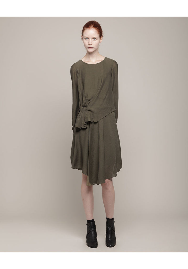 Side Drape Crepe Dress