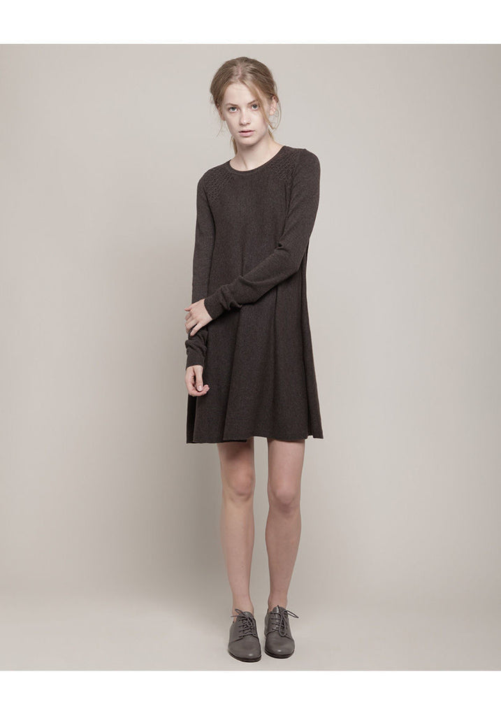 Smocked Knit Sweater Dress