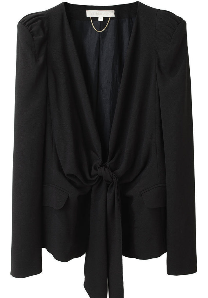 Tie Front Crepe Blazer