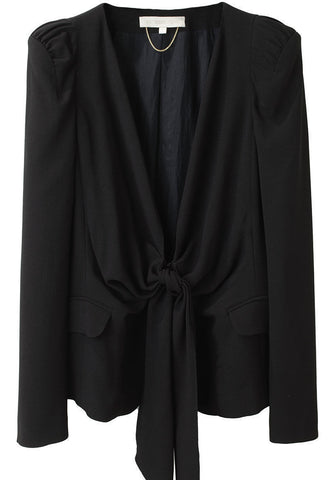 Tie Front Crepe Blazer