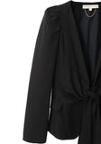 Tie Front Crepe Blazer