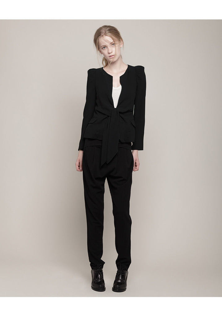Tie Front Crepe Blazer