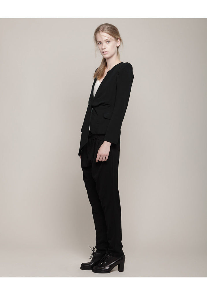 Tie Front Crepe Blazer