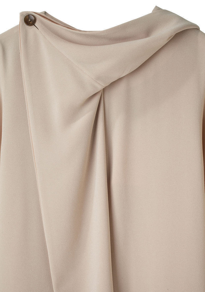 Drape Collar Crepe Dress