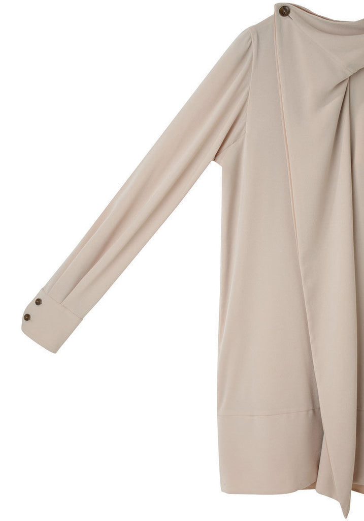 Drape Collar Crepe Dress