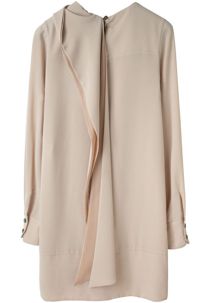 Drape Collar Crepe Dress