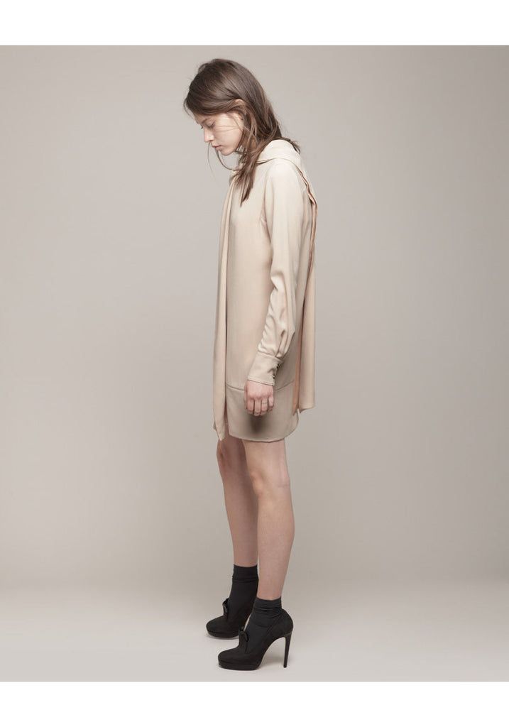 Drape Collar Crepe Dress