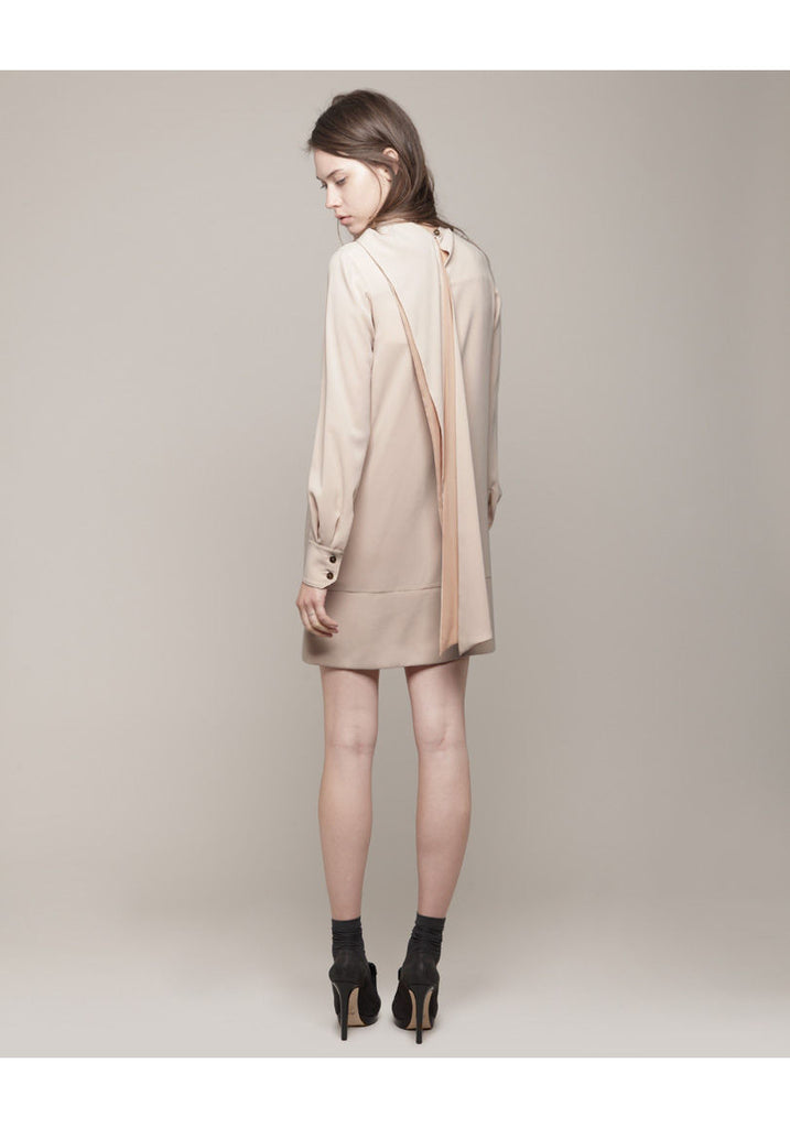 Drape Collar Crepe Dress