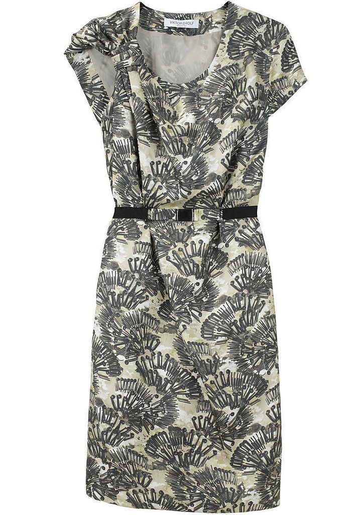Printed Silk Dress w/ Belt