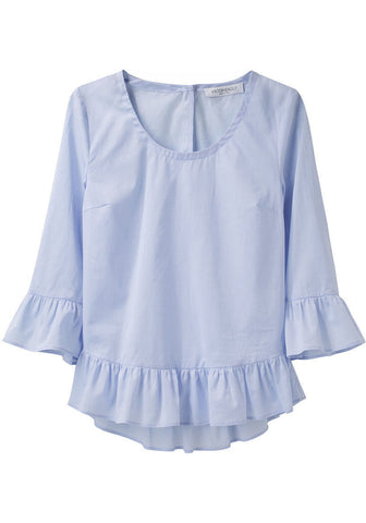 Ruffled Chambray Blouse