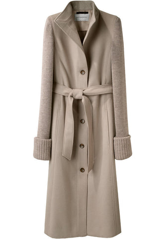 Wool Coat w/ Knit Sleeves