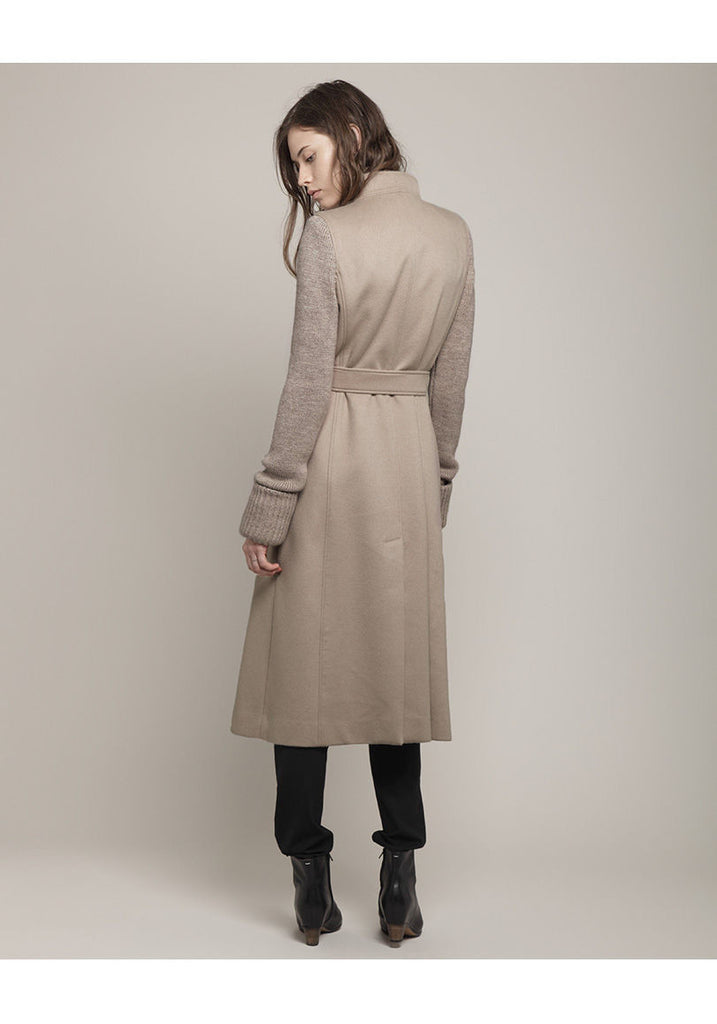 Wool Coat w/ Knit Sleeves