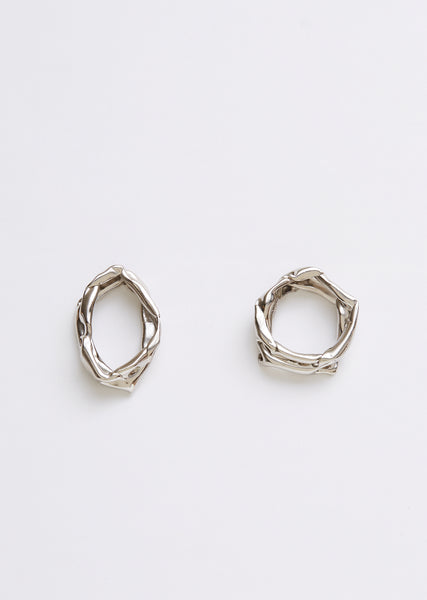 Hammered Silver Hoop Earrings by Jil Sander- La Garçonne