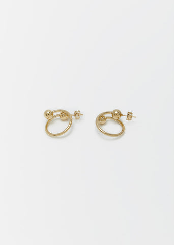 Twisted Double Ball Hoop Earrings