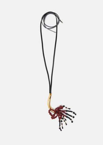 Long Leather Sphere Necklace