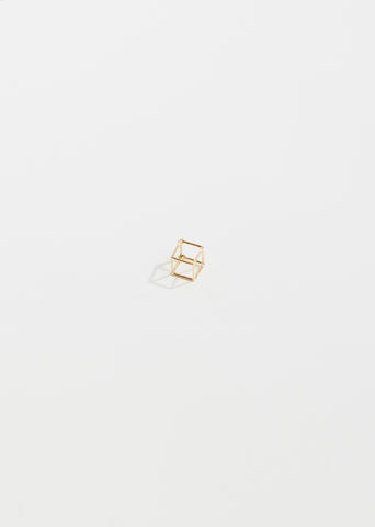 3D Square Earring 7mm, Single