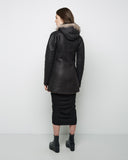 Shearling Hooded Dolman Coat