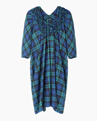 Embroidered Check Dress