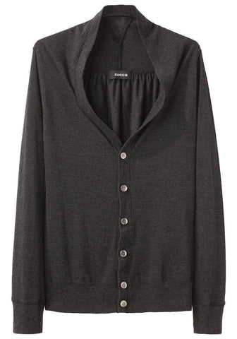 Gathered Back Jersey Cardigan