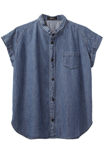 Round Collar Denim Shirt